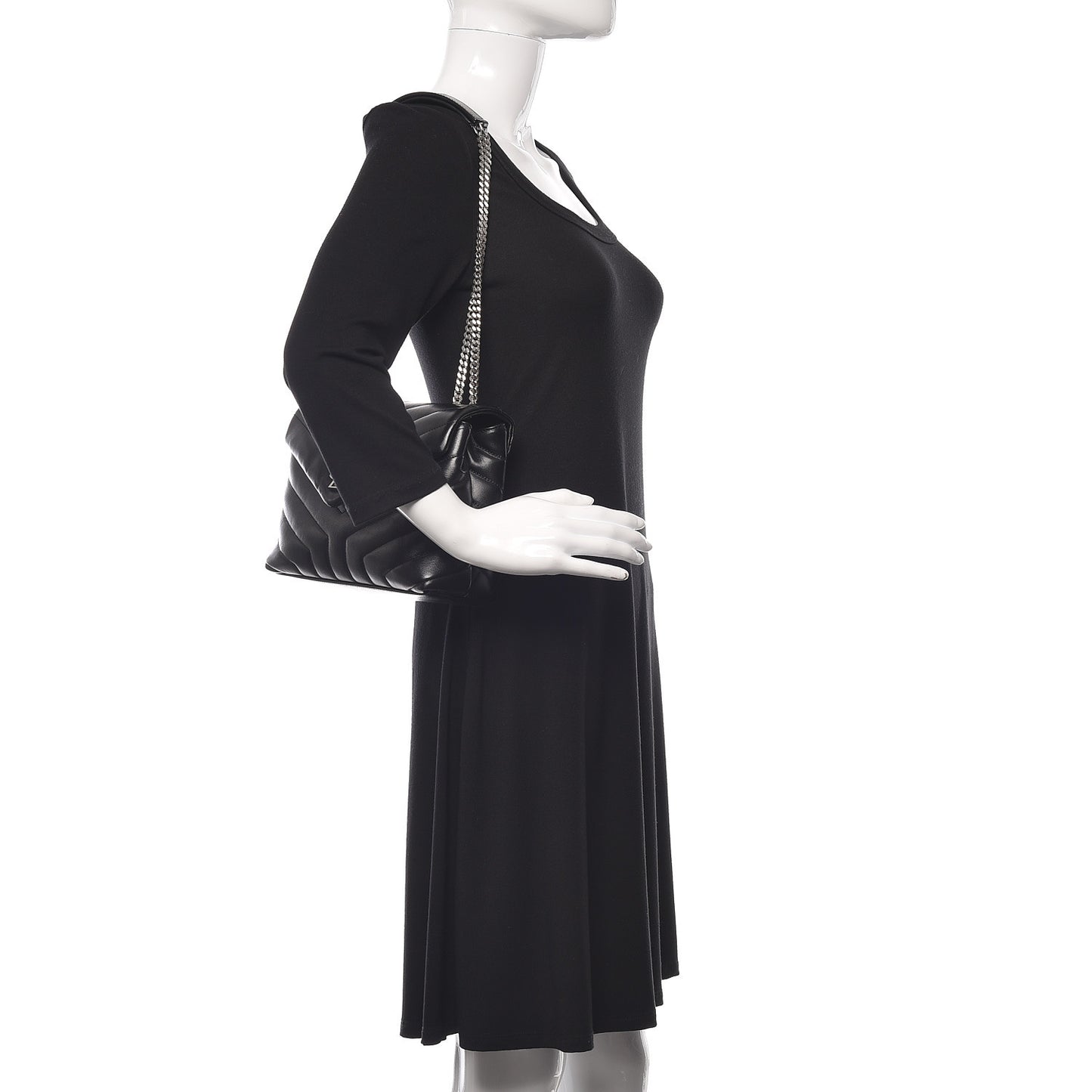 Calfskin Y Quilted Monogram Small Loulou Chain Satchel Black