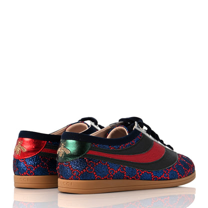 Gucci Lurex Calfskin Web GG Monogram Womens Falacer Sneakers 38 Iridescent Blue Iridescent Red Silver 4 of 10