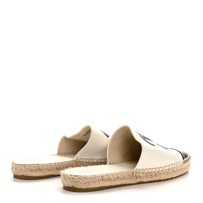 Chanel Iridescent Goatskin CC Espadrille Mules 39 Ivory Black 5 of 10