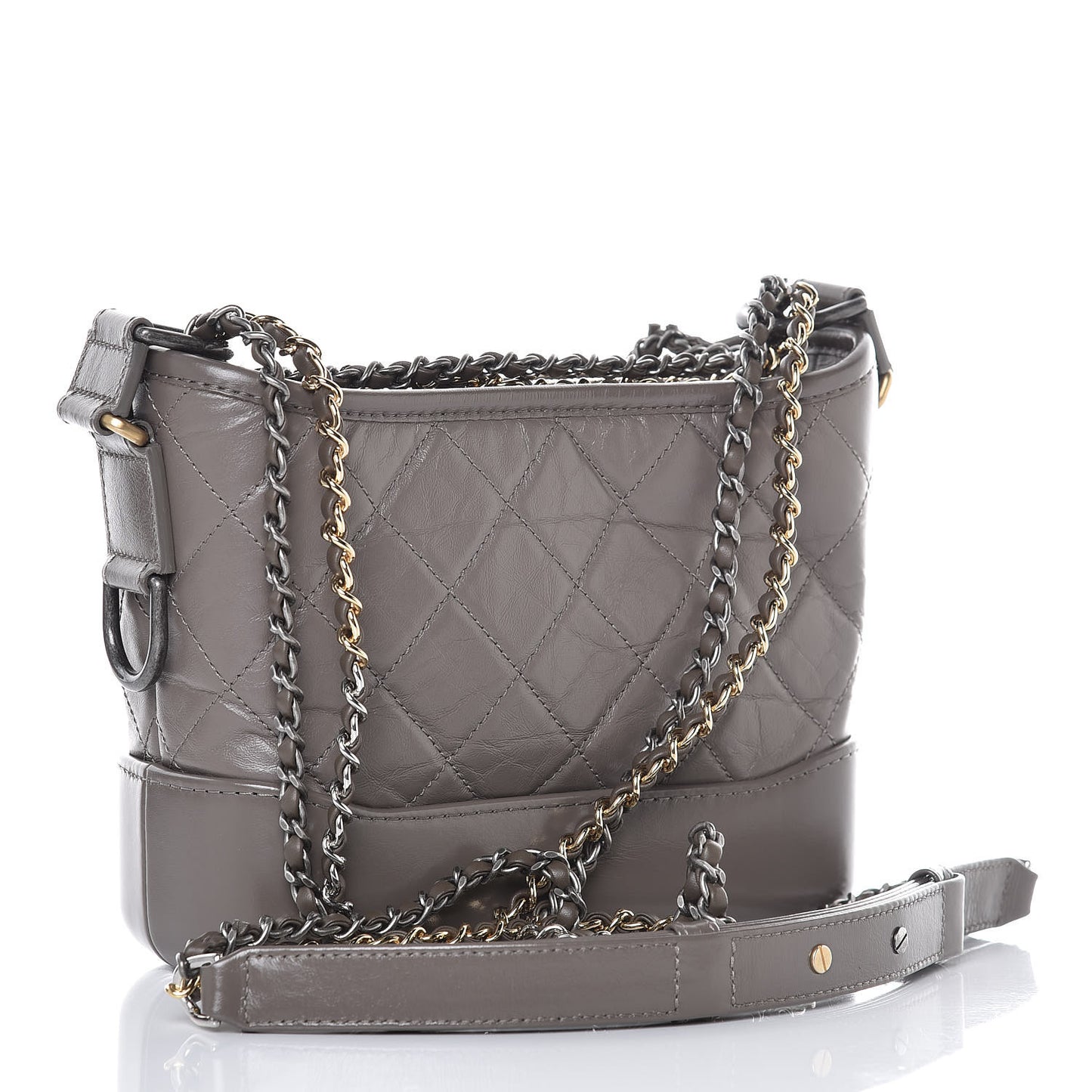 Aged Calfskin Quilted Small Gabrielle Hobo Grey