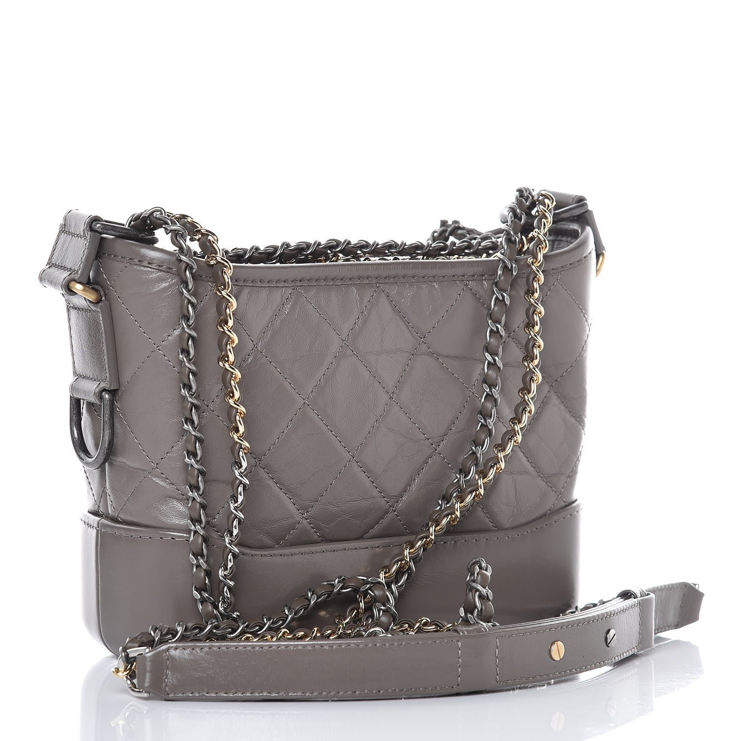 Chanel Aged Calfskin Quilted Small Gabrielle Hobo Grey 3 of 9