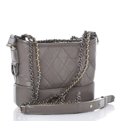 Chanel Aged Calfskin Quilted Small Gabrielle Hobo Grey 3 of 9