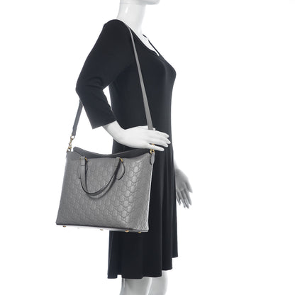 Gucci Guccissima Linea A Foldover Tote Storm Grey 2 of 9