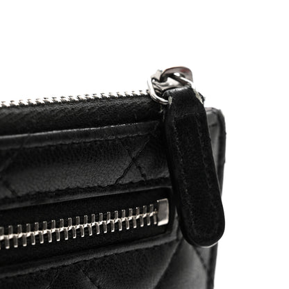 Chanel Lambskin Quilted Zip Pouch Black 10 of 13