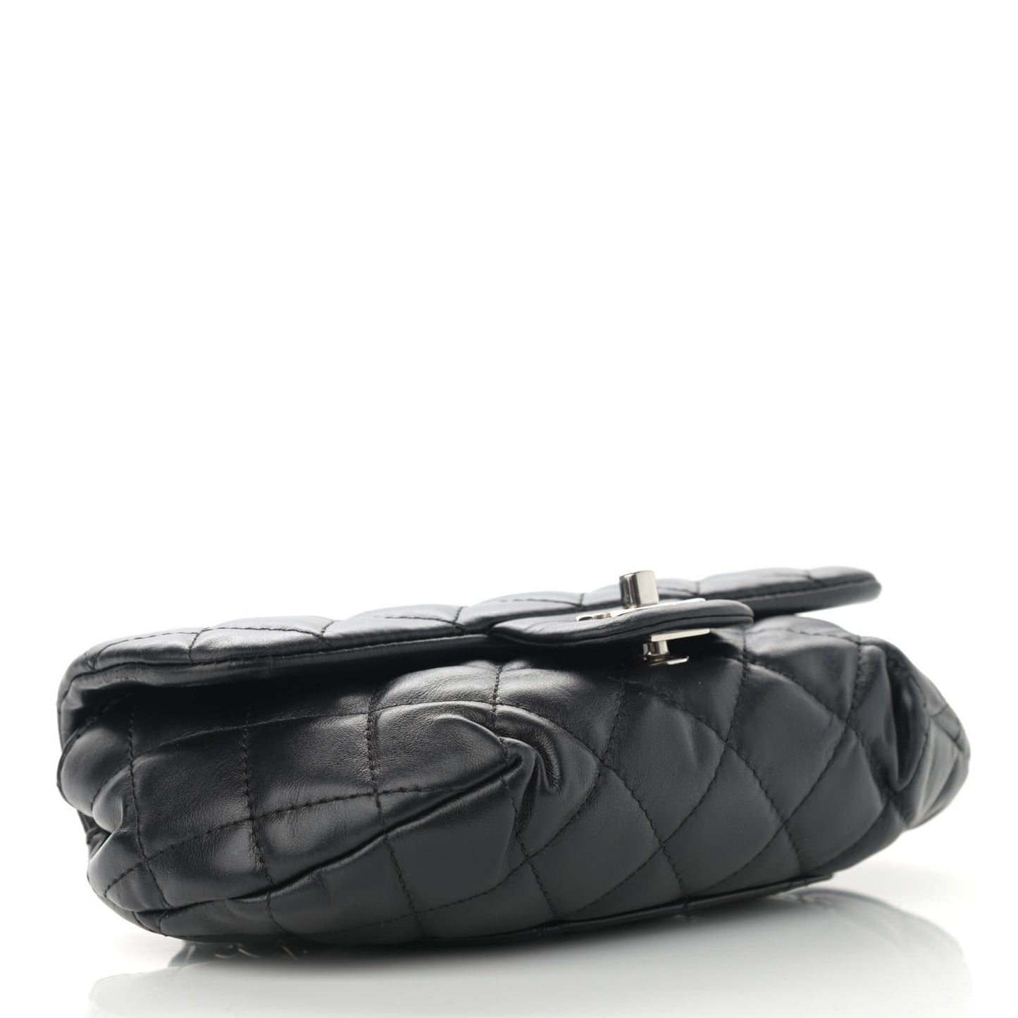 Calfskin Quilted CC Uniform Flap Belt Bag Black