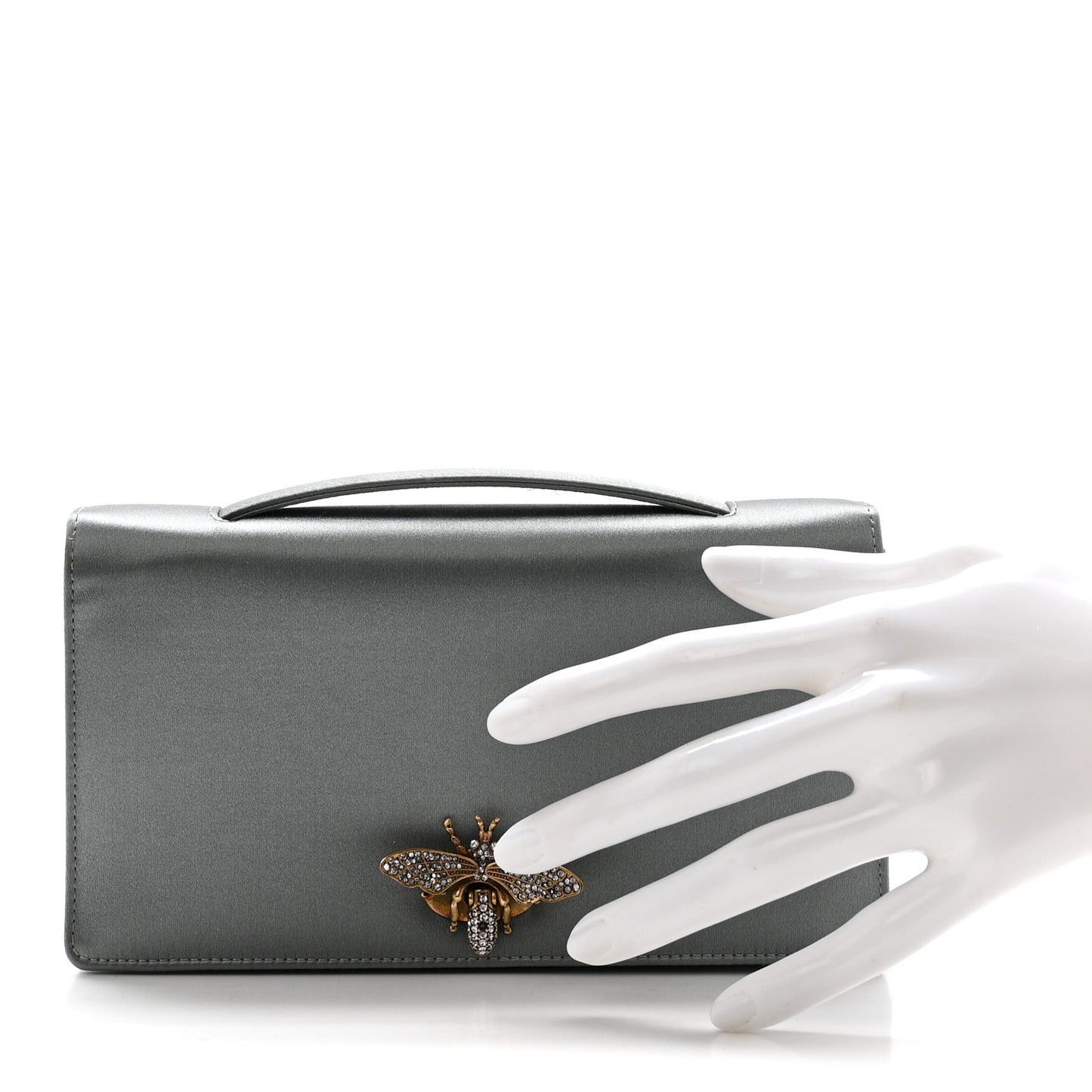 Satin Bee Clutch Light Iron