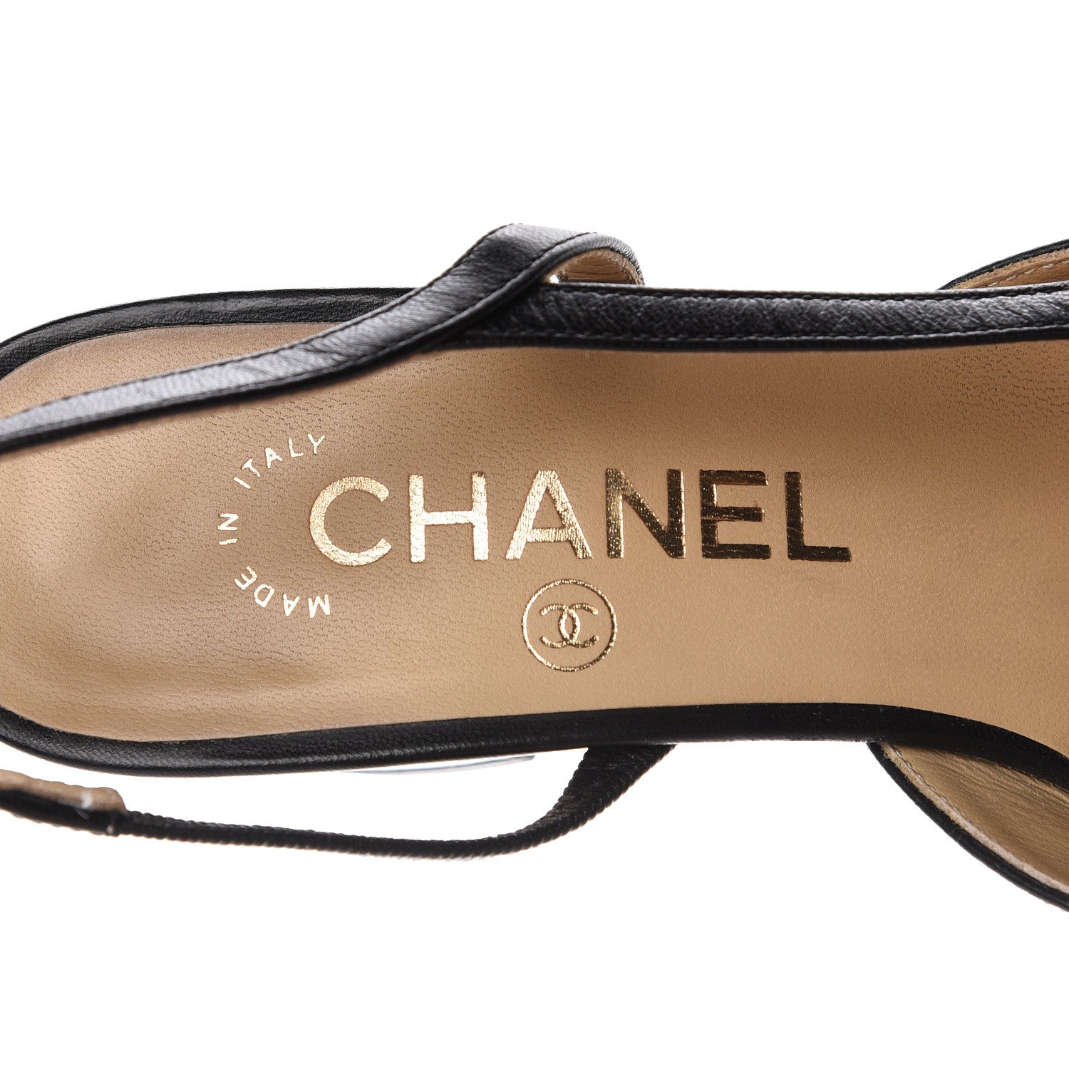 Chanel Goatskin Grosgrain Cap Toe CC Slingback Pumps 36 Black 10 of 16