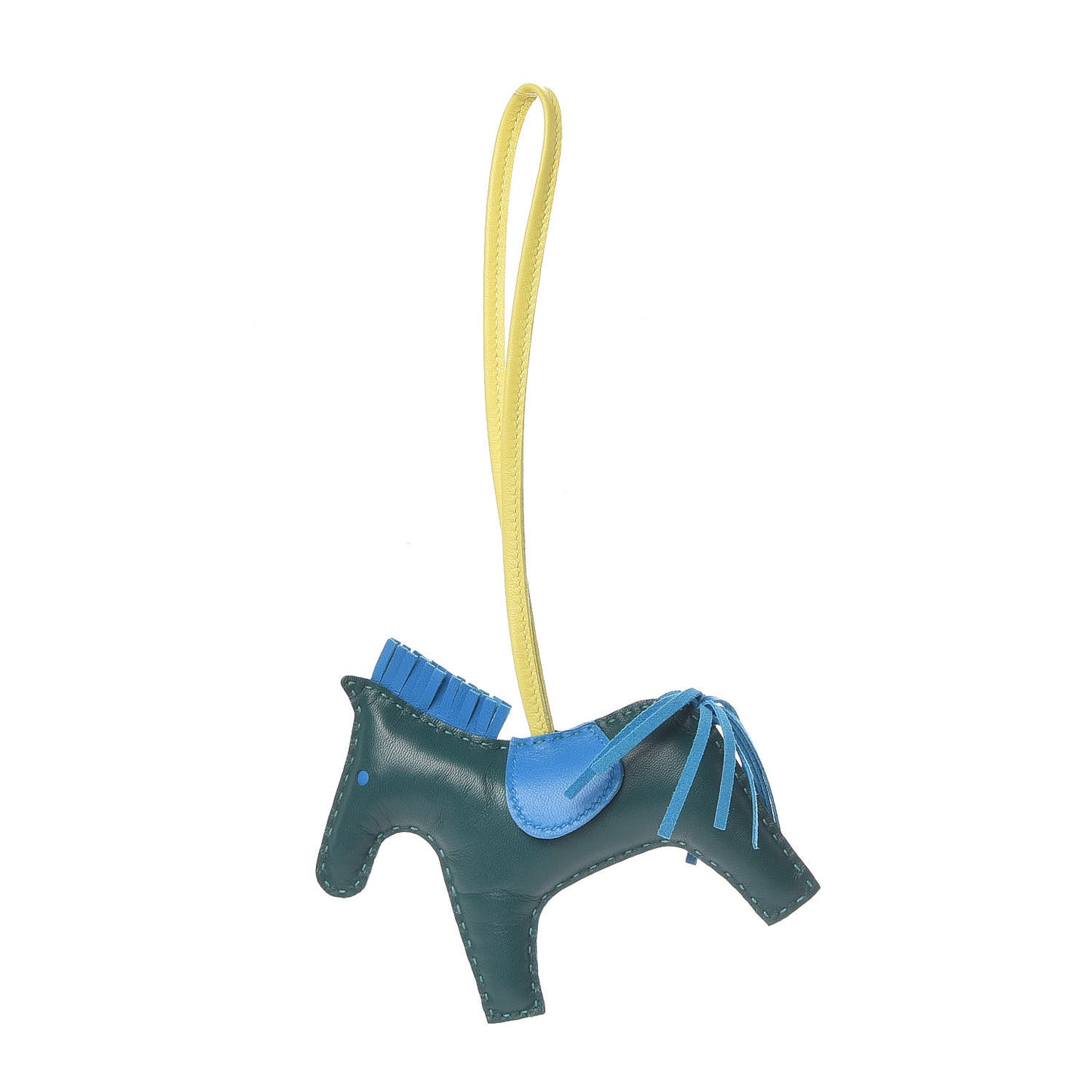 Milo Lambskin Grigri Rodeo Horse Bag Charm MM Malachite Bleu Zanzibar Lime