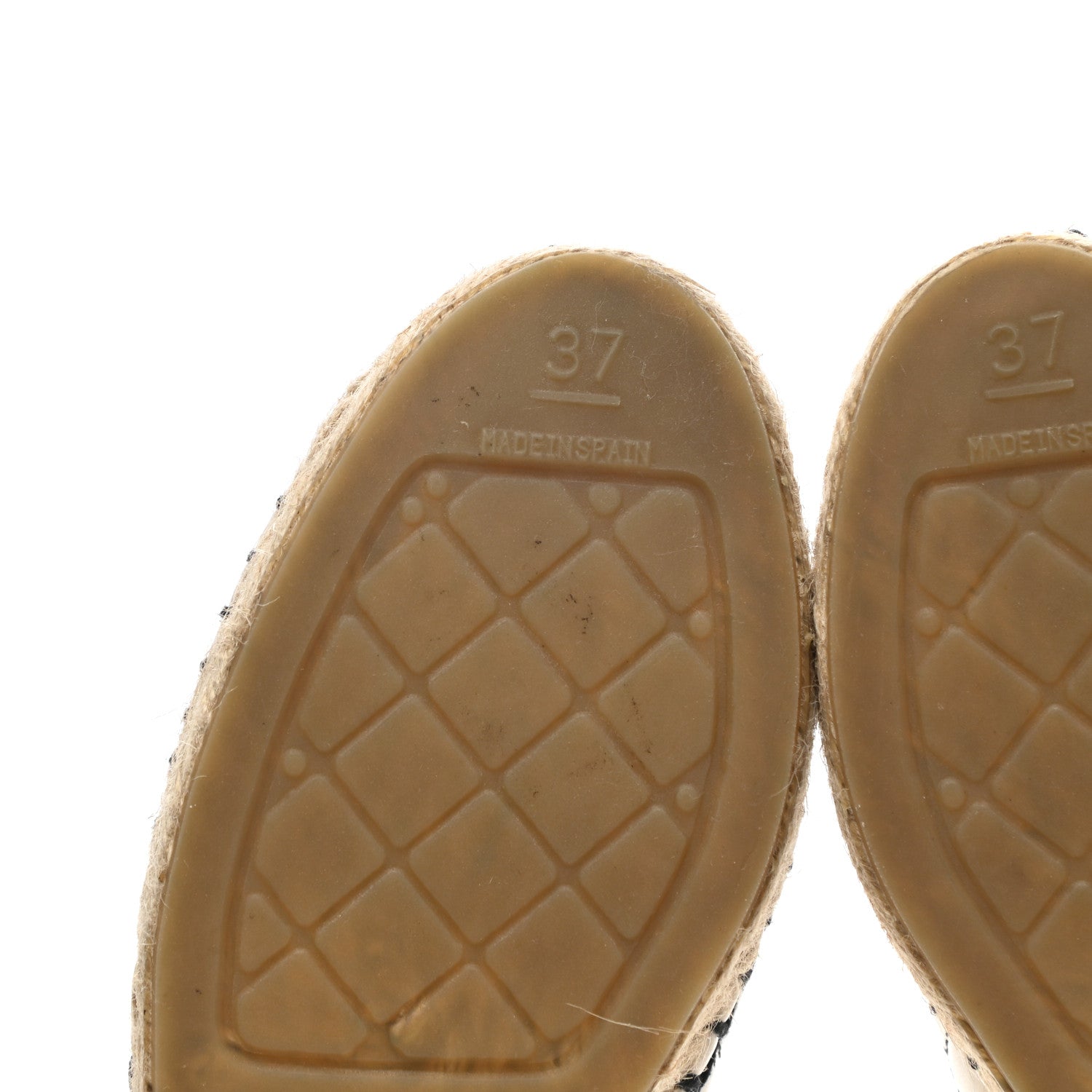 Chanel Lambskin Stitched CC Espadrilles 37 White Black 7 of 14