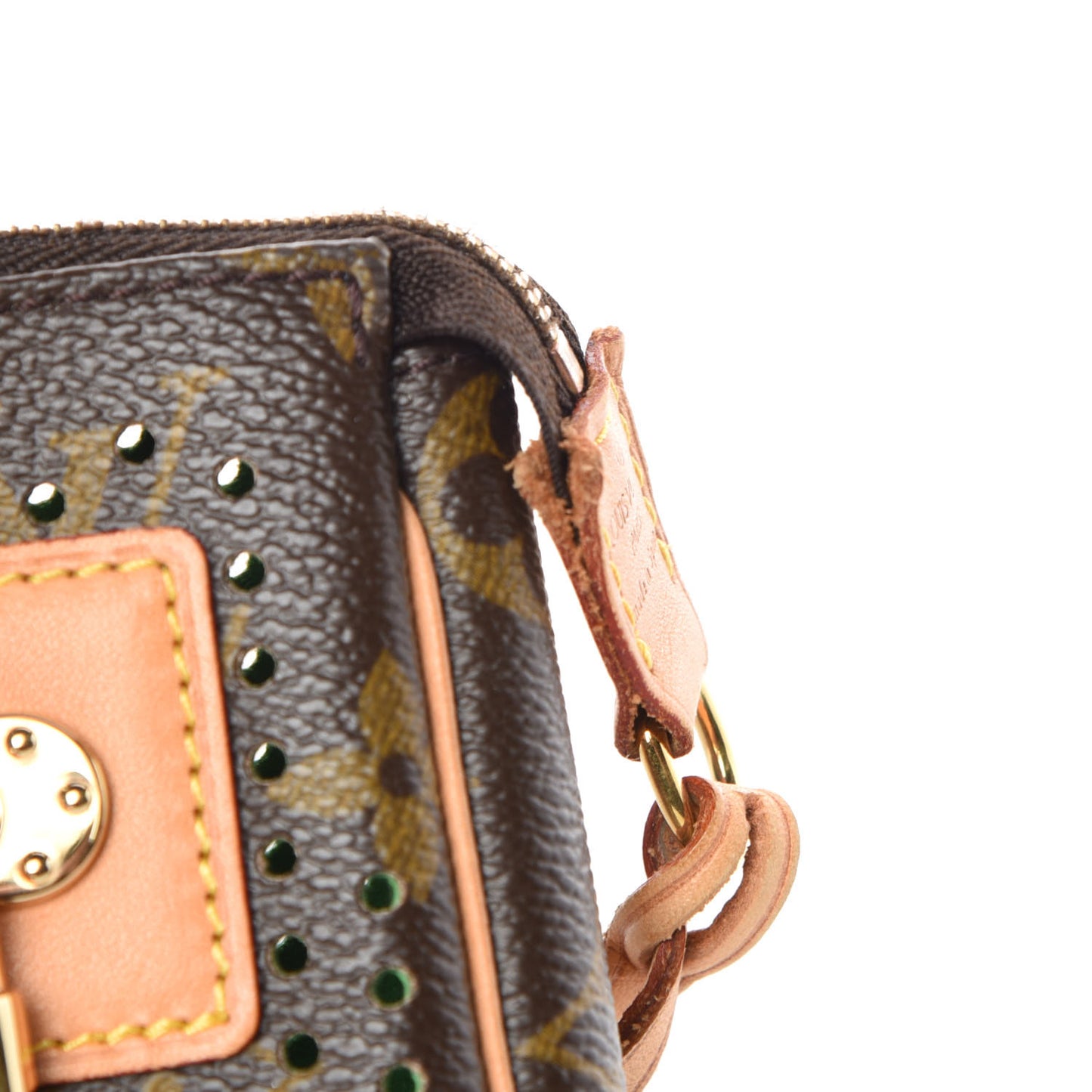 Monogram Perforated Pochette Accessories Bag Green