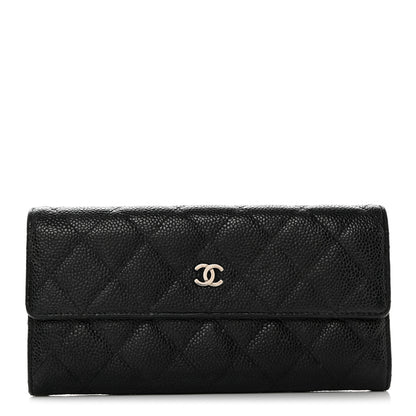 Chanel Caviar Quilted Large Gusset Flap Wallet Black 1 of 9