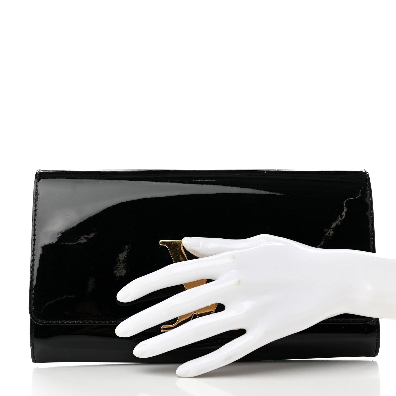 Louis Vuitton Patent Louise Clutch Black 3 of 10