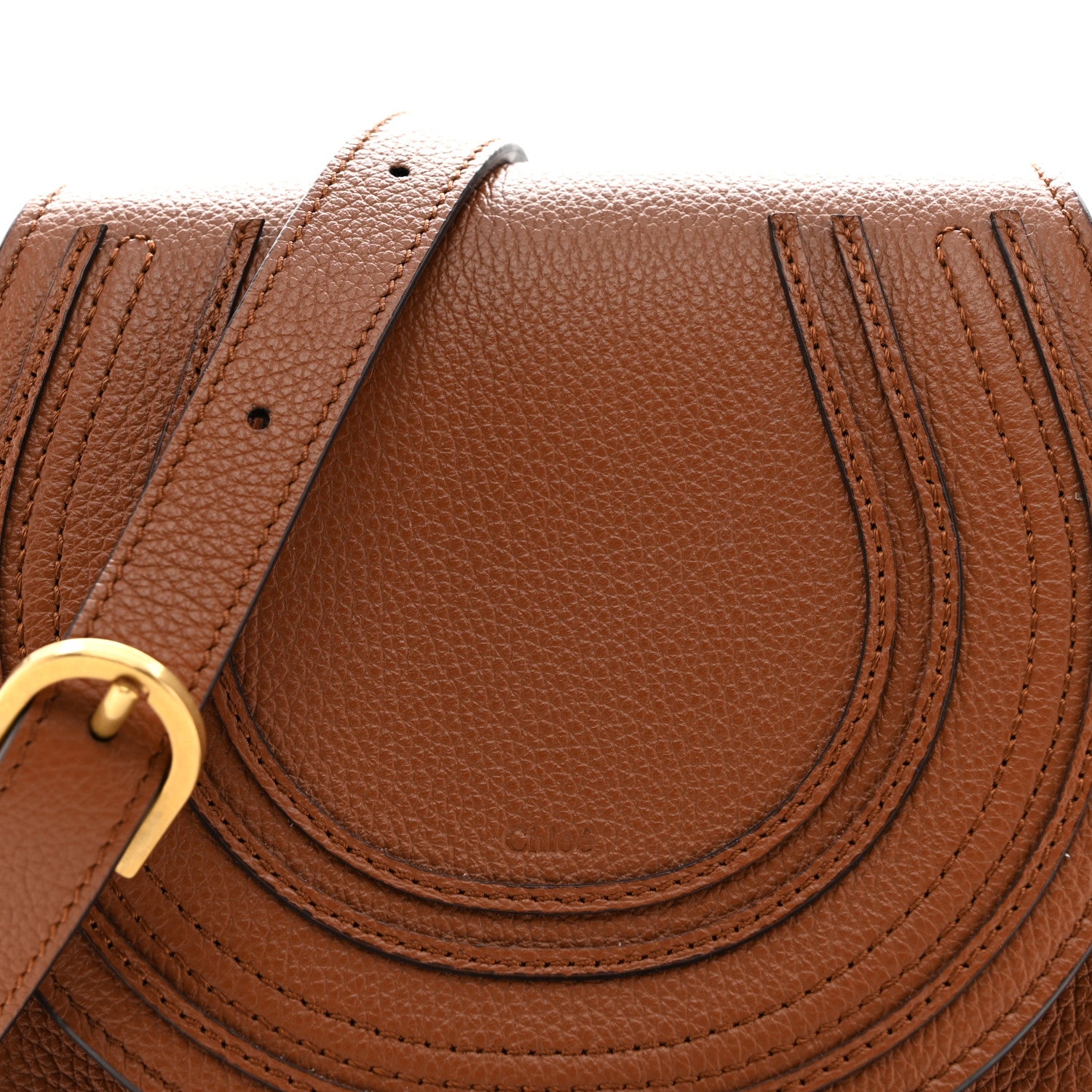 Chloe Calfskin Mini Marcie Round Crossbody Bag Tan 8 of 11