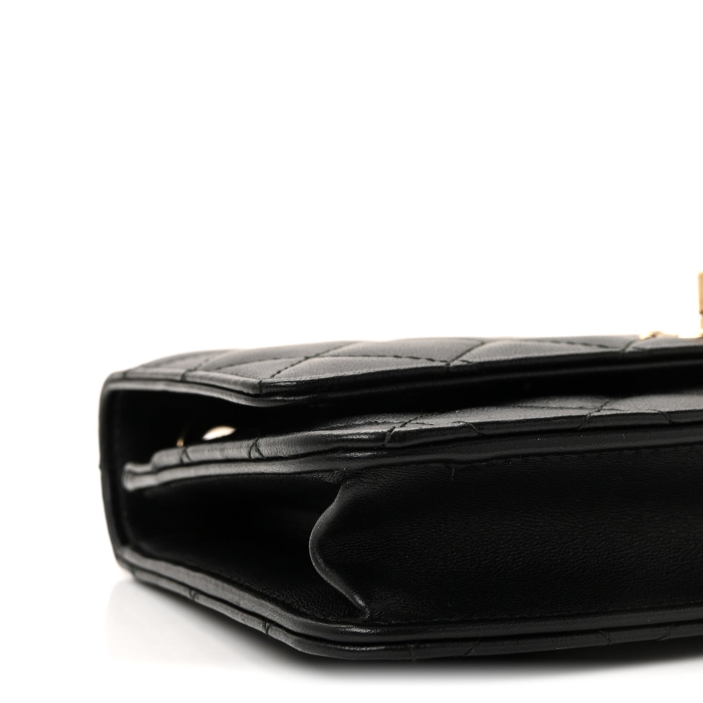 Lambskin Quilted Trendy CC Wallet On Chain WOC Black