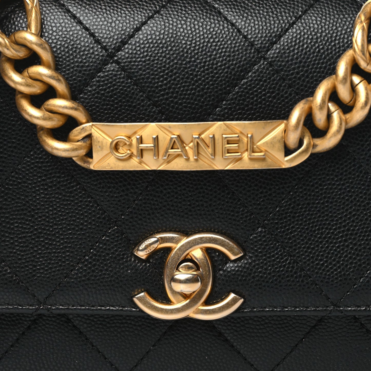 Caviar Quilted Mini Bracelet On Chain Flap Black