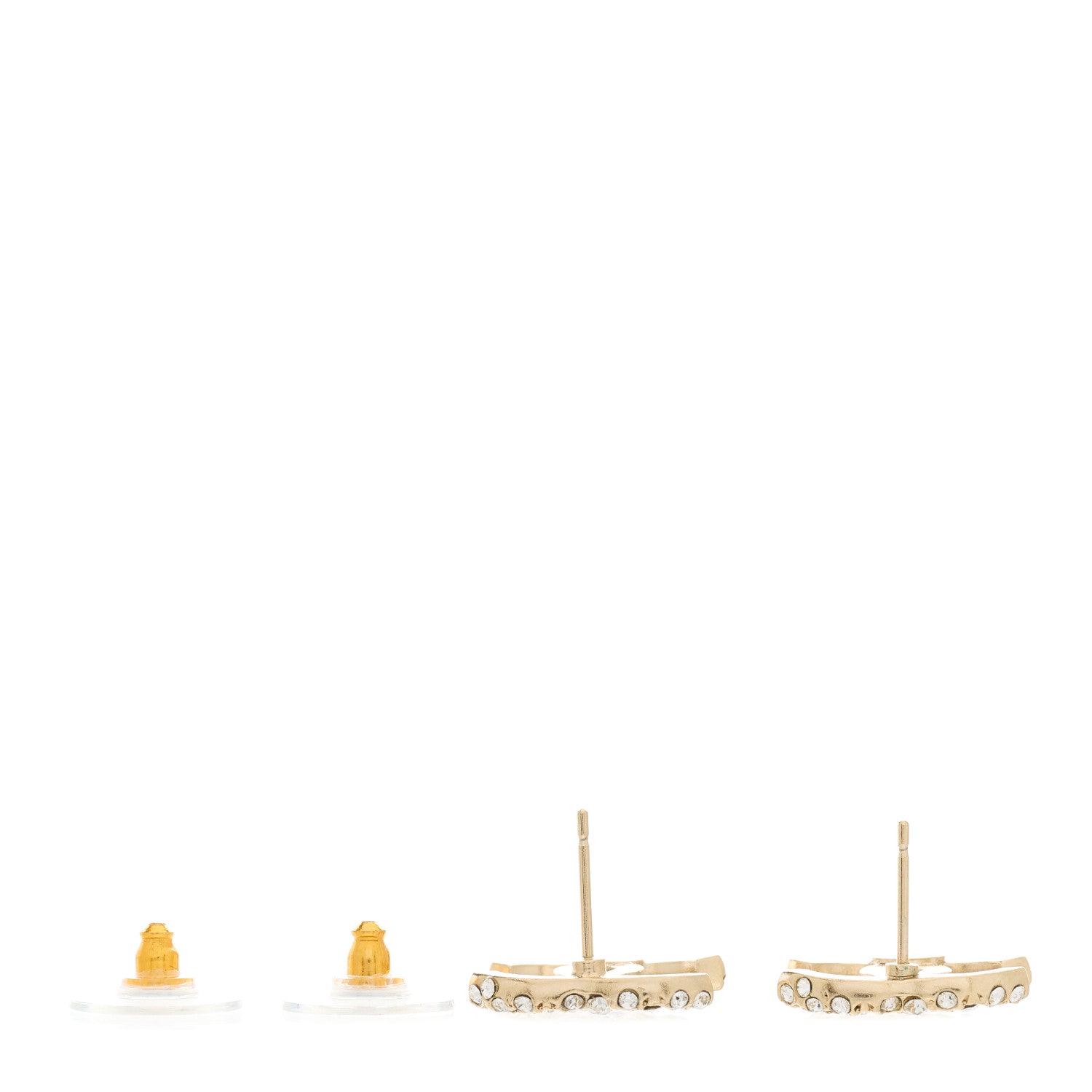 Chanel Crystal Studded CC Earrings Gold 3 of 5