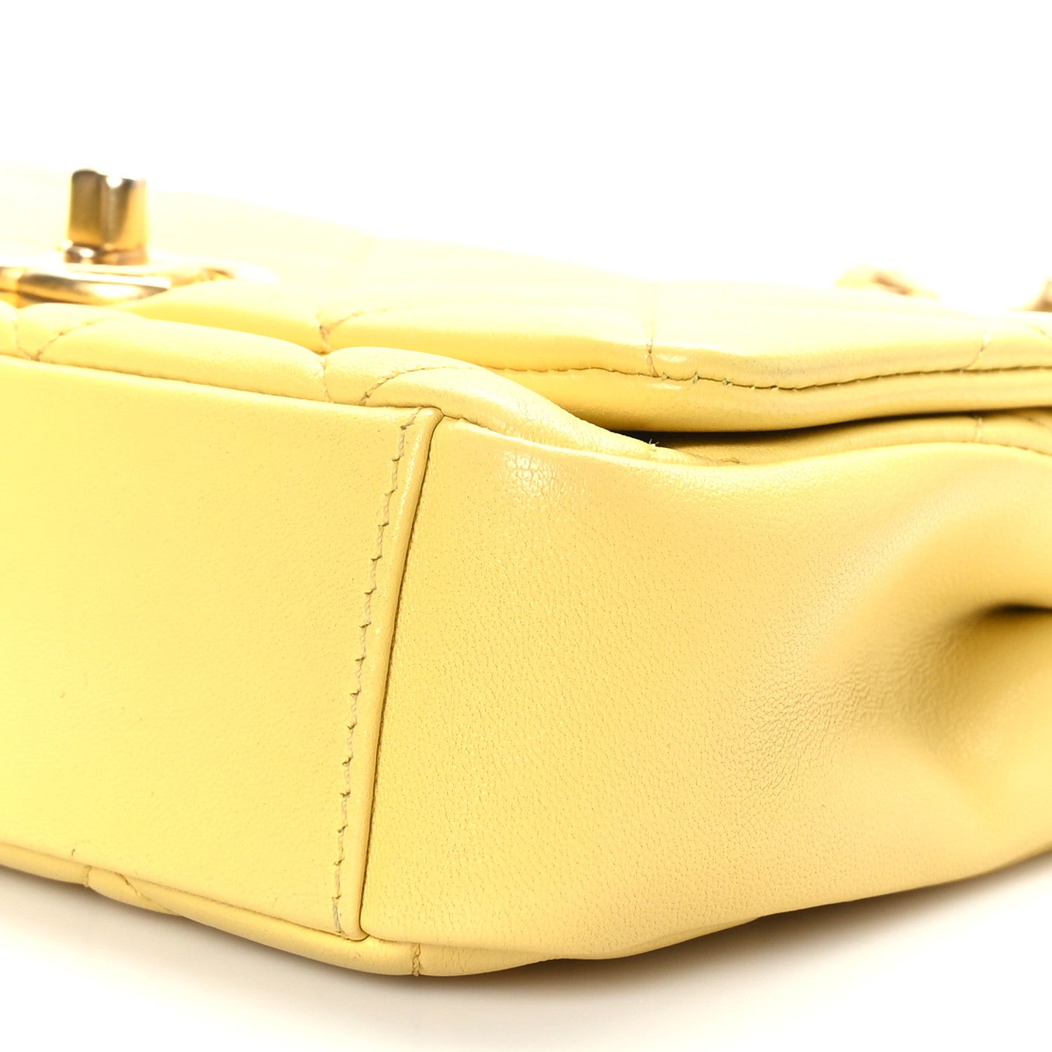 Chanel Shiny Lambskin Small Chain Is More Flap Yellow 9 of 9