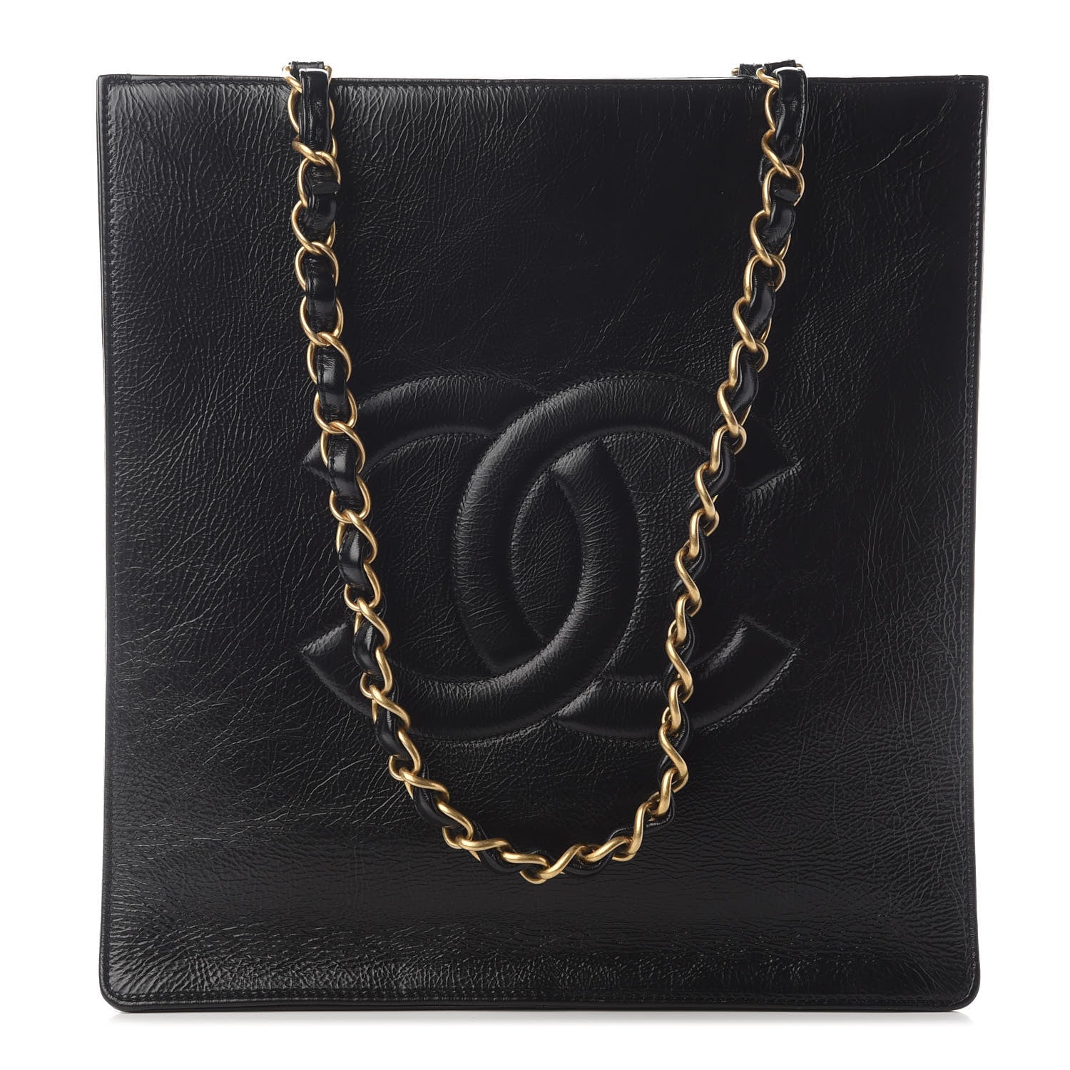 Chanel Shiny Aged Calfskin North South Shopping Bag Black 1 of 8