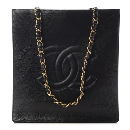 Chanel Shiny Aged Calfskin North South Shopping Bag Black 1 of 8