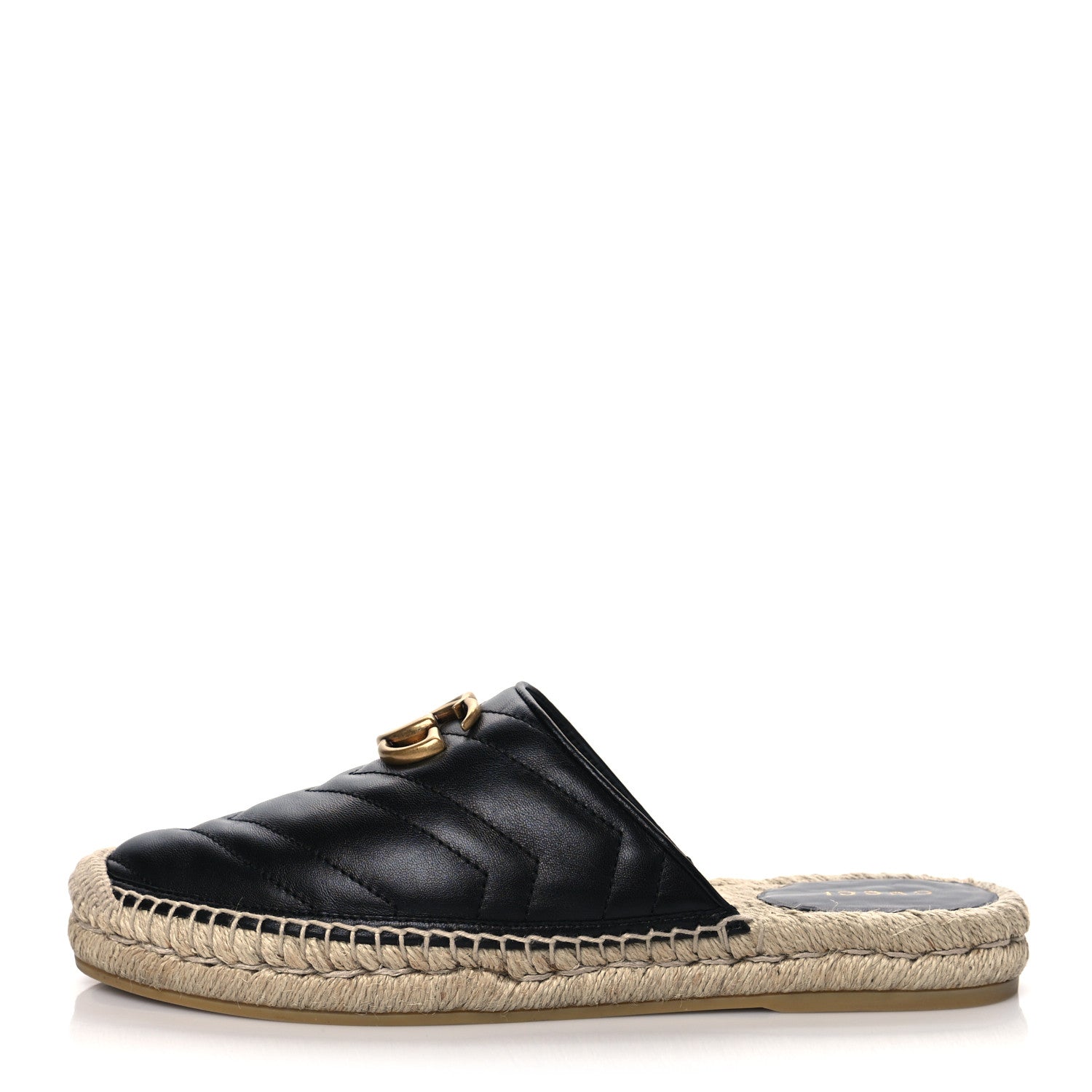 Gucci Nappa Matelasse GG Marmont Espadrille Slippers 38.5 Black 1 of 10