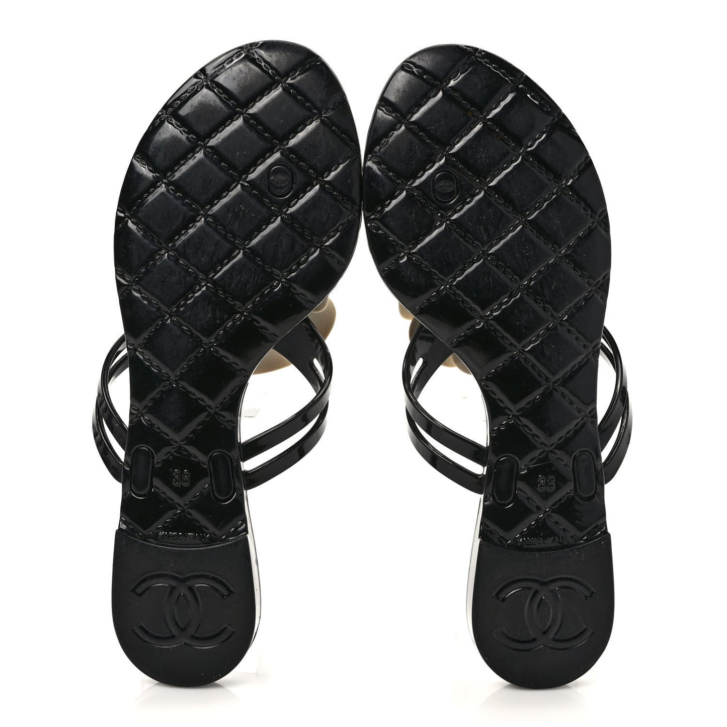 Jelly Camellia Thong Sandals 38 Black Ivory