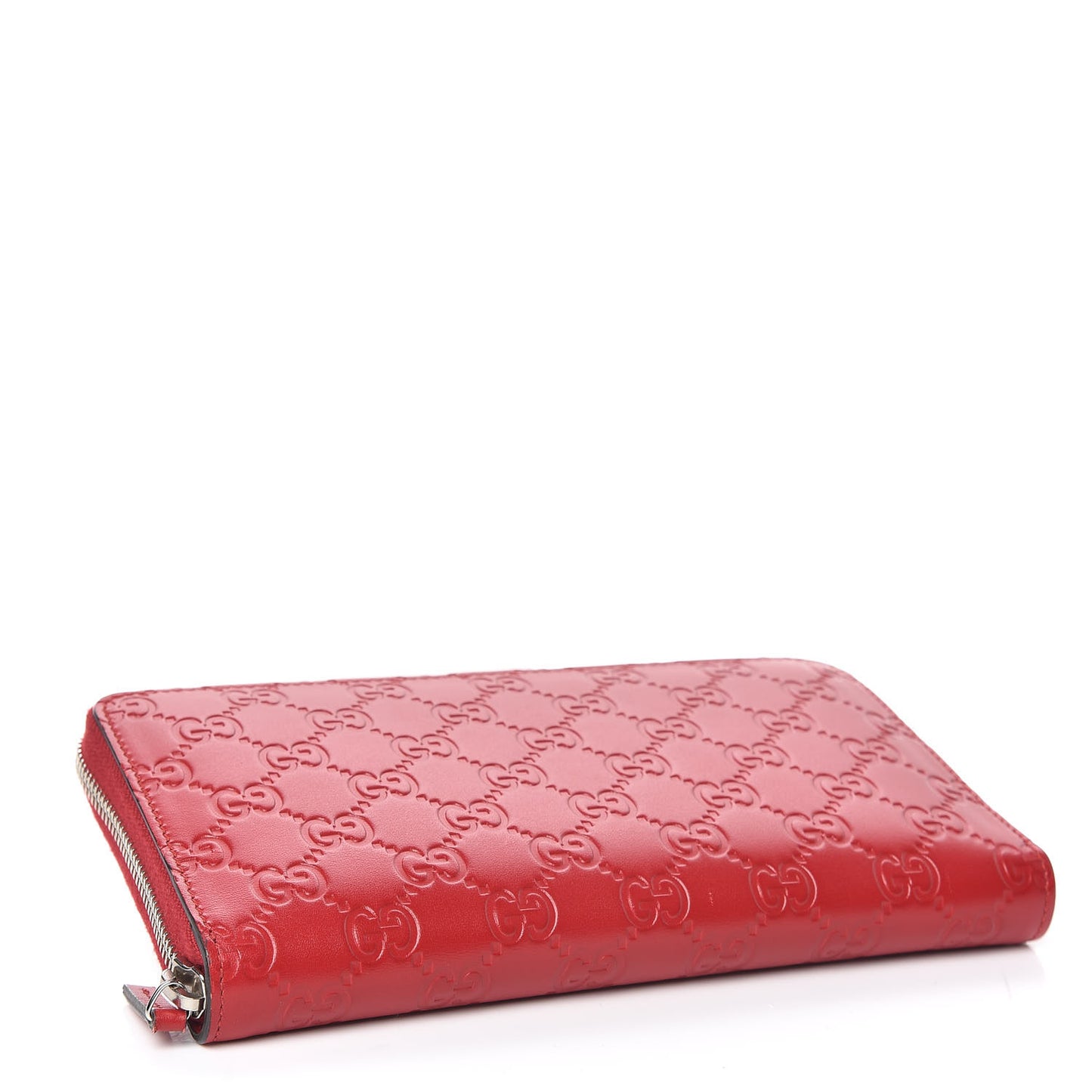 Guccissima Signature Zip Around Organizer Wallet Hibiscus Red