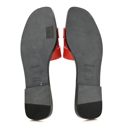 Hermes Patent Epsom Oran Sandals 37.5 Jasper Rouge 6 of 8