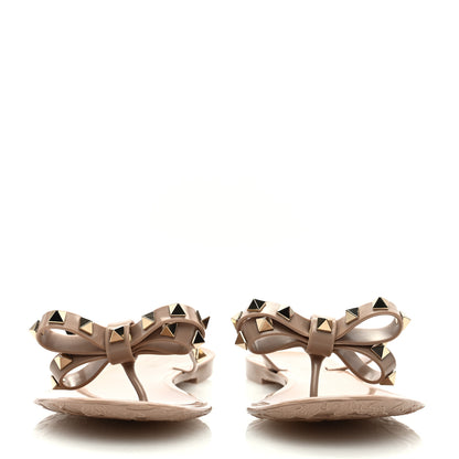 Valentino Garavani PVC Jelly Rockstud Bow Thong Sandals 39 Poudre 2 of 8