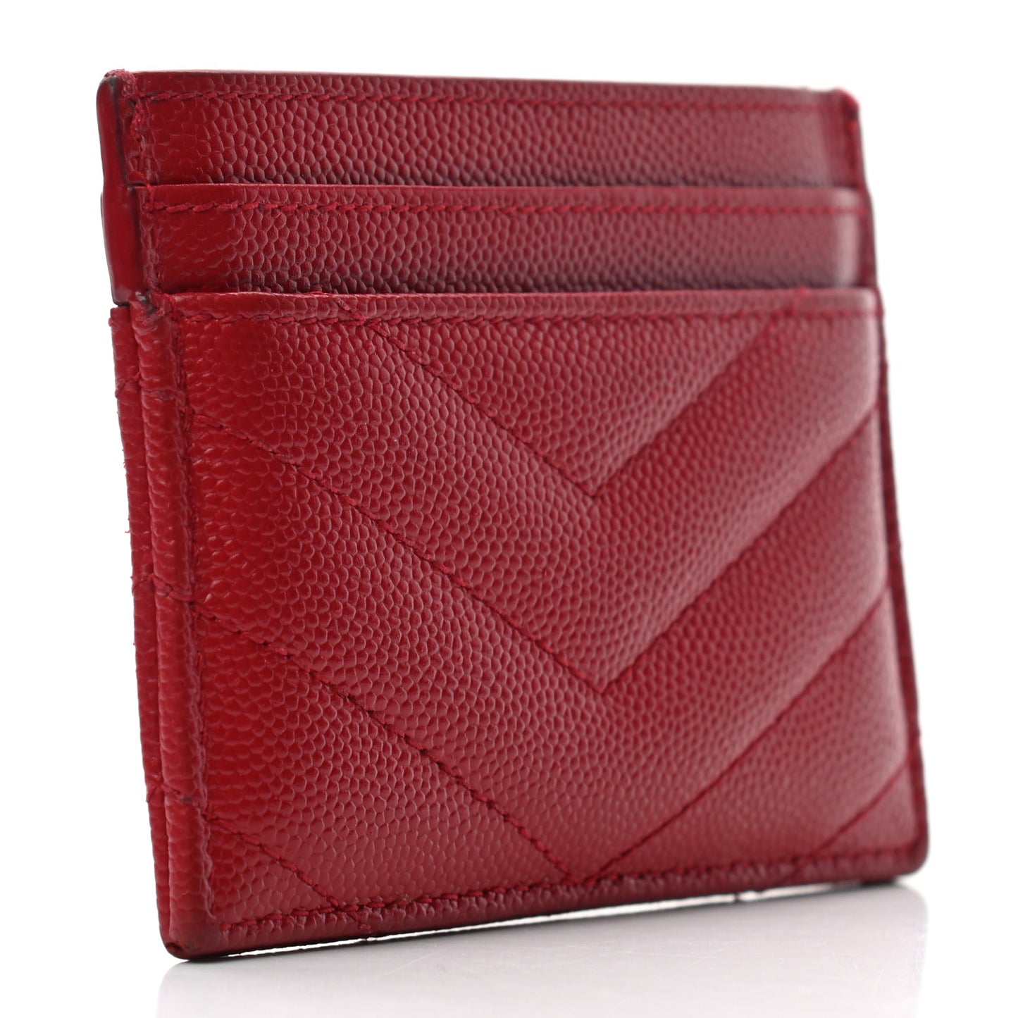 Grain De Poudre Matelasse Chevron Monogram Credit Card Case New Red