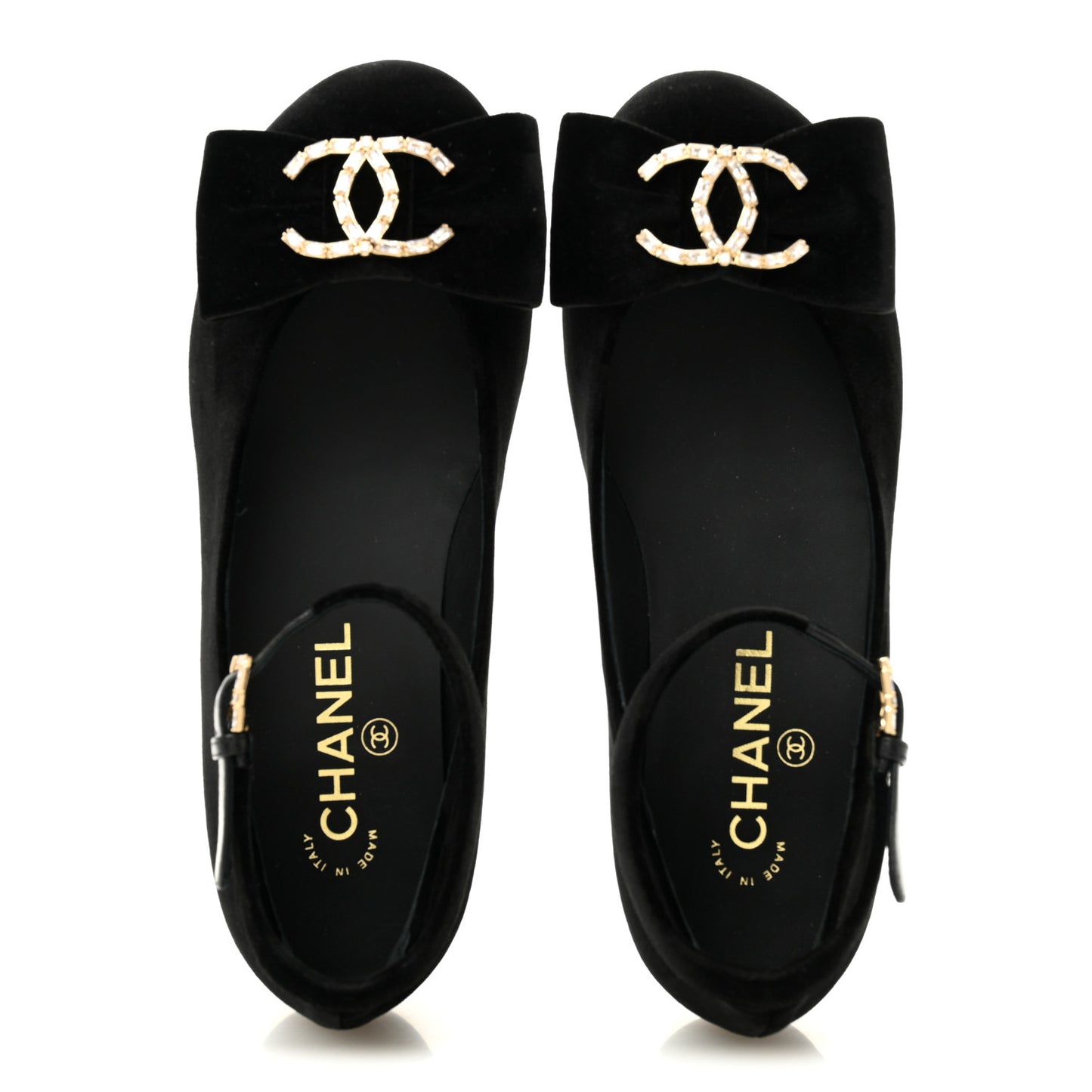 Velvet Strass CC Bow Mary Jane Flats 36 Black
