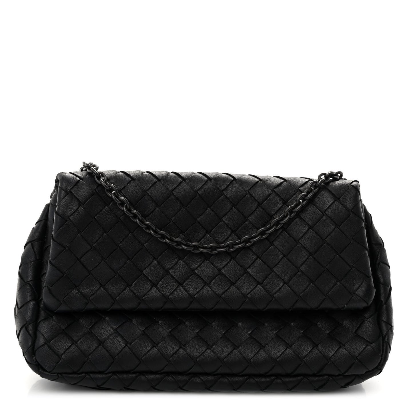 Nappa Intrecciato Mini Chain Messenger Black