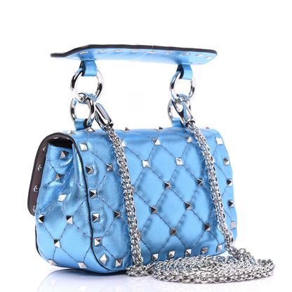 Valentino Garavani Metallic Nappa Micro Rockstud Spike Shoulder Bag Cerulean 3 of 14