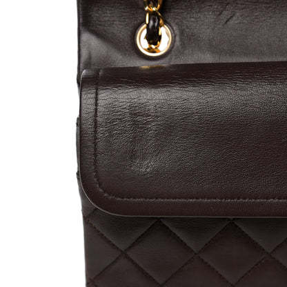 Chanel Lambskin Quilted Medium Double Flap Dark Brown 9 of 17