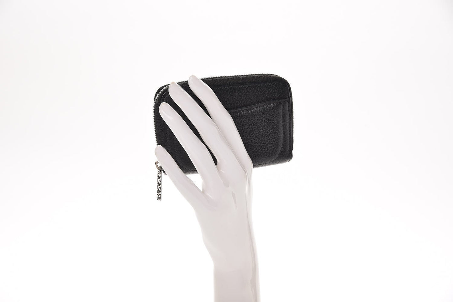 Grained Calfskin Neo Executive Zip Coin Purse Black