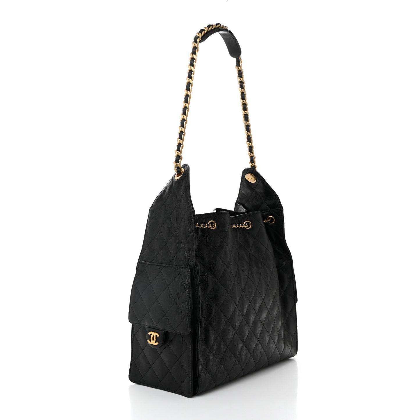 Caviar Quilted Medium Chanel 25 Handbag Black