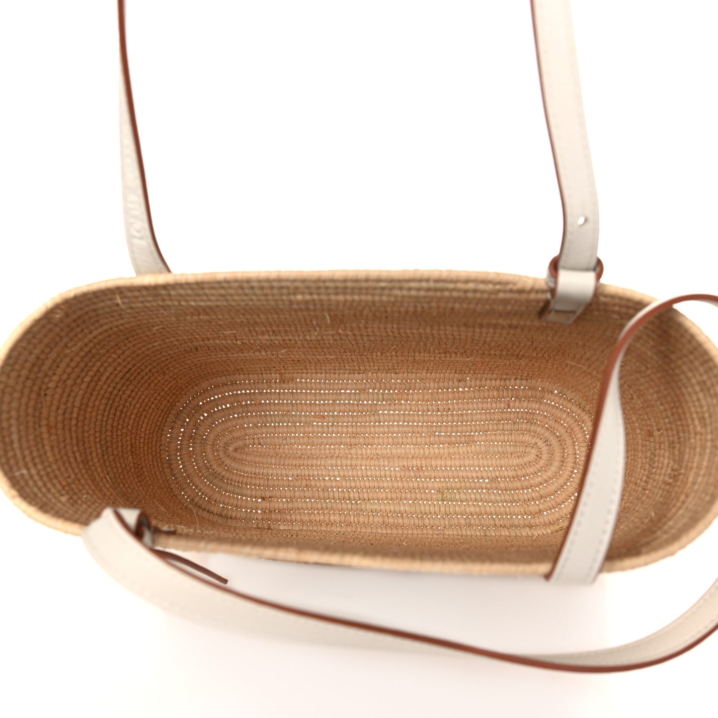 Raffia Square Small Basket Tote Bag Natural White