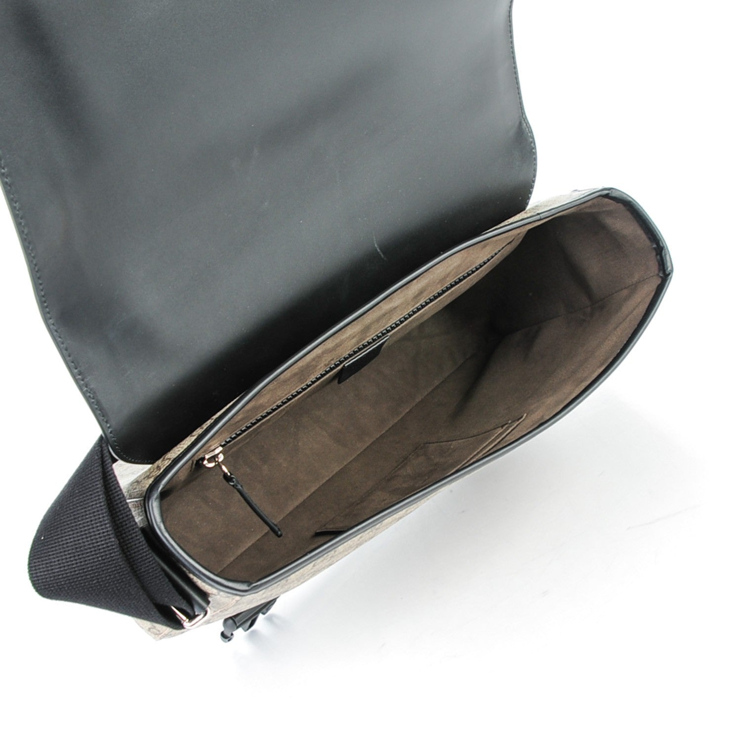Gucci GG Supreme Monogram Calfskin Medium Double Buckle Flap Messenger Beige Black 5 of 7