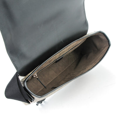 Gucci GG Supreme Monogram Calfskin Medium Double Buckle Flap Messenger Beige Black 5 of 7