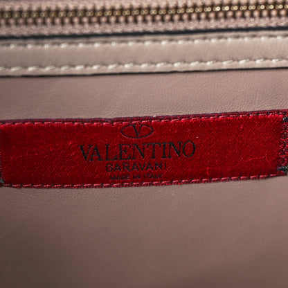 Valentino Garavani Vitello Flower Embellished Medium Glam Lock Rockstud Flap Poudre 5 of 8