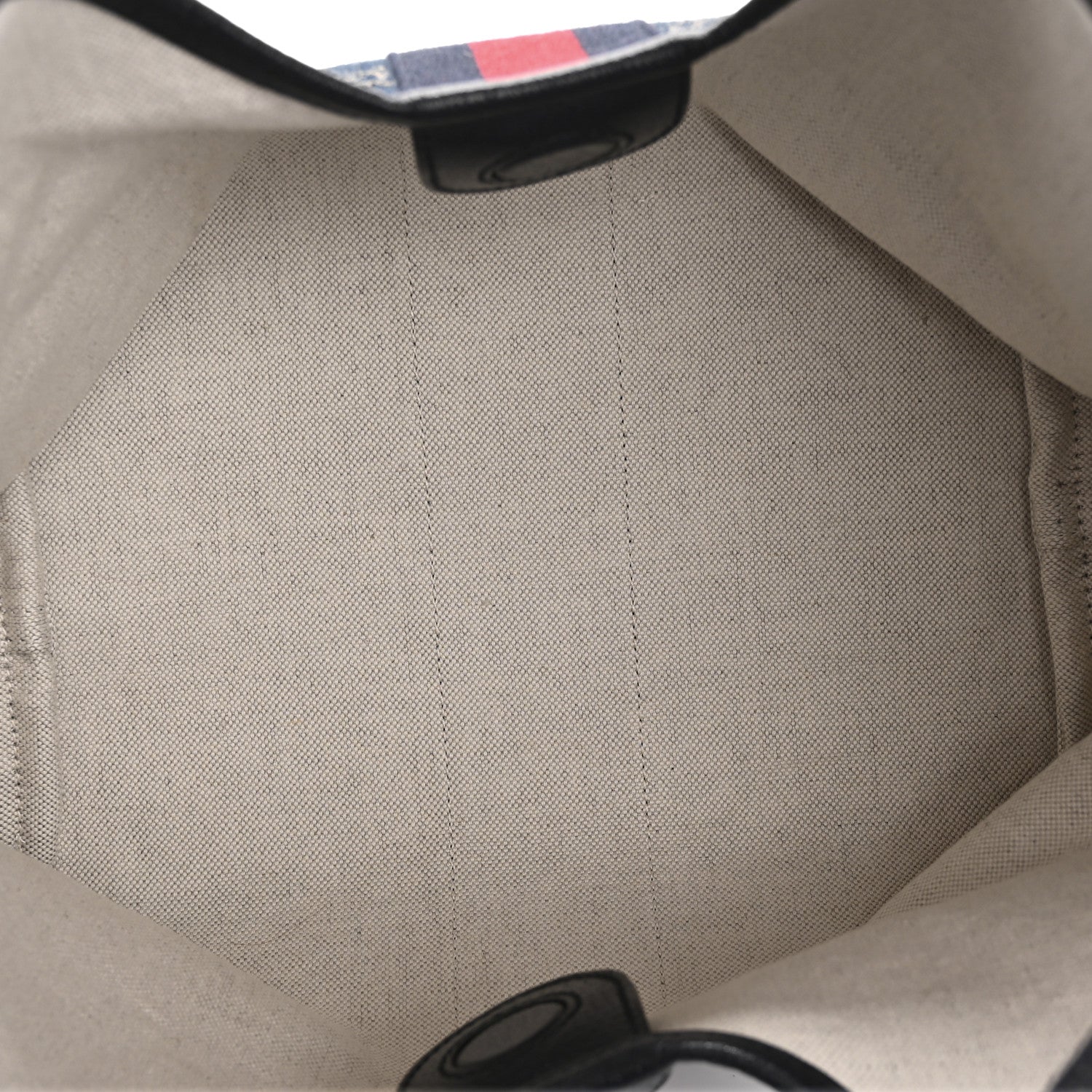 Gucci Denim GG Monogram Web Small Giglio Tote Blue White 6 of 10