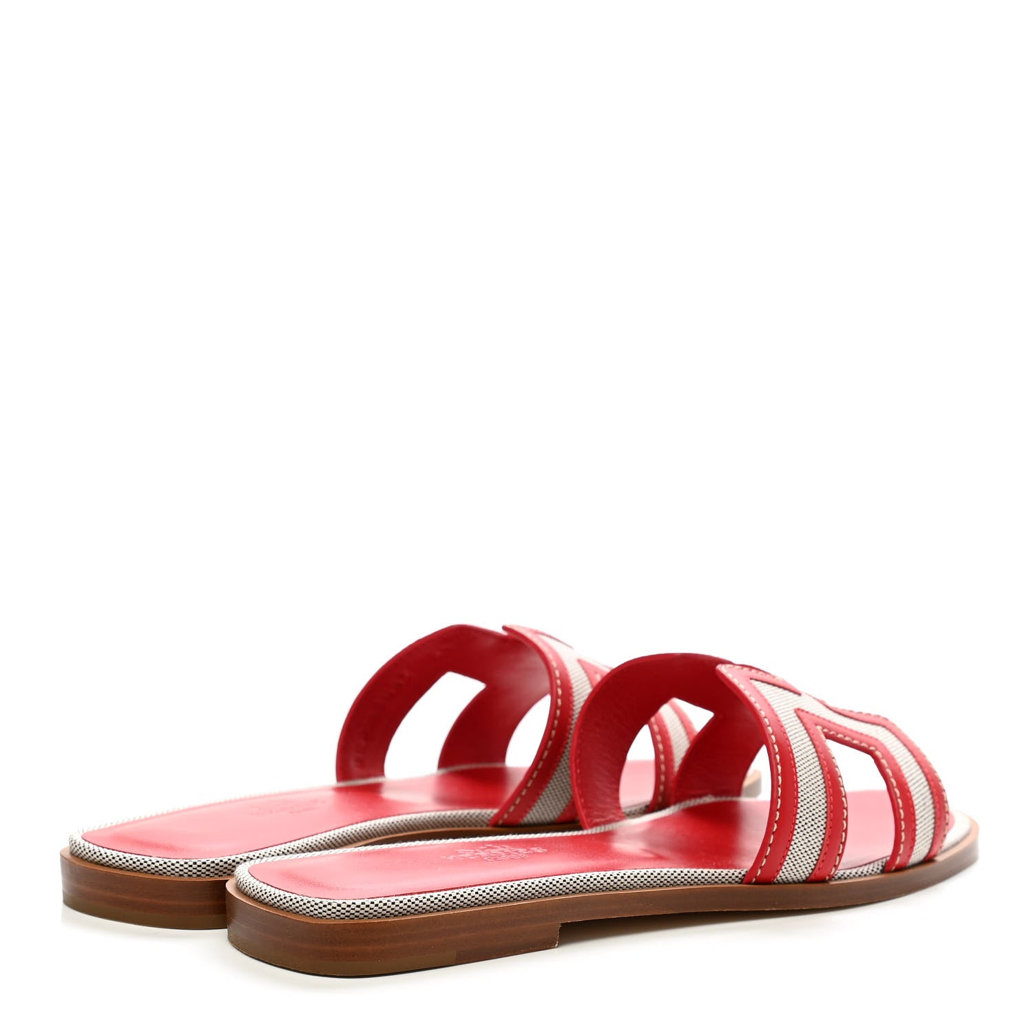 Hermes Canvas Calfskin Oran Sandals 37 Prunoir Rouge A Levre 4 of 9