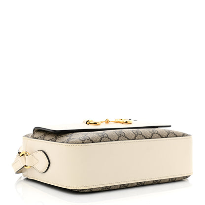 Gucci GG Supreme Monogram Small Horsebit 1955 Shoulder Bag Beige Mystic White 4 of 12