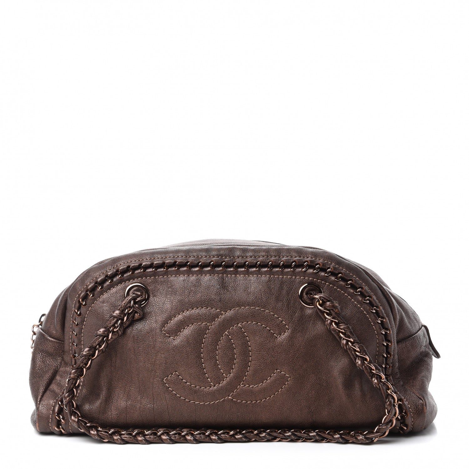 Chanel Goatskin Medium Luxe Ligne Bowler Brown 1 of 15