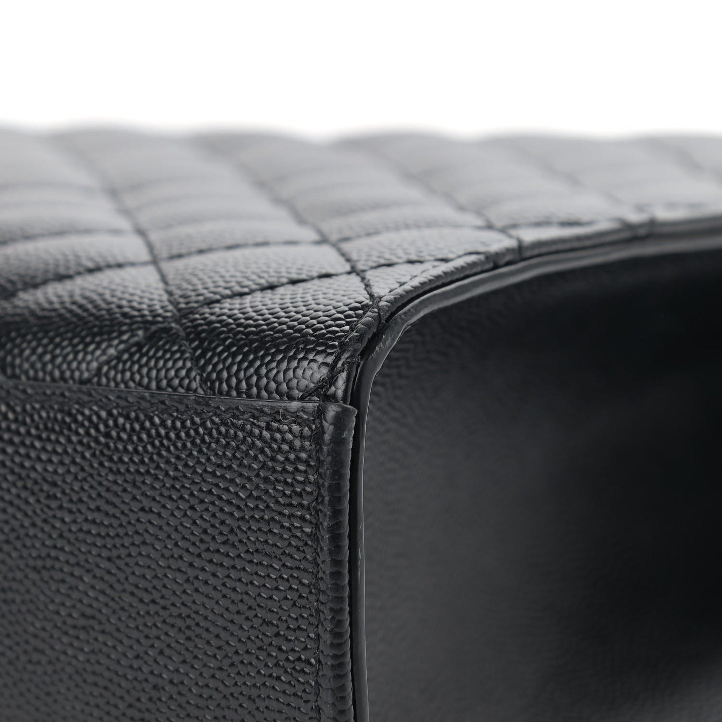 Grain De Poudre Textured Mixed Matelasse Large Triquilt Monogram Monochrome Satchel Black