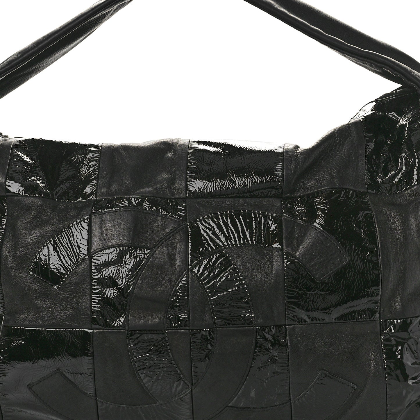 Lambskin Patent Calfskin Brooklyn Patchwork Hobo Black