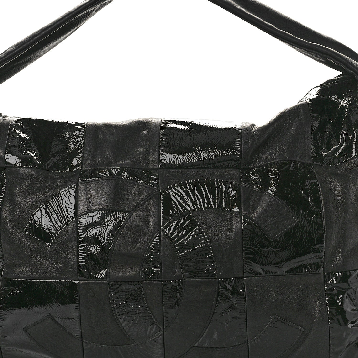 Chanel Lambskin Patent Calfskin Brooklyn Patchwork Hobo Black 8 of 11