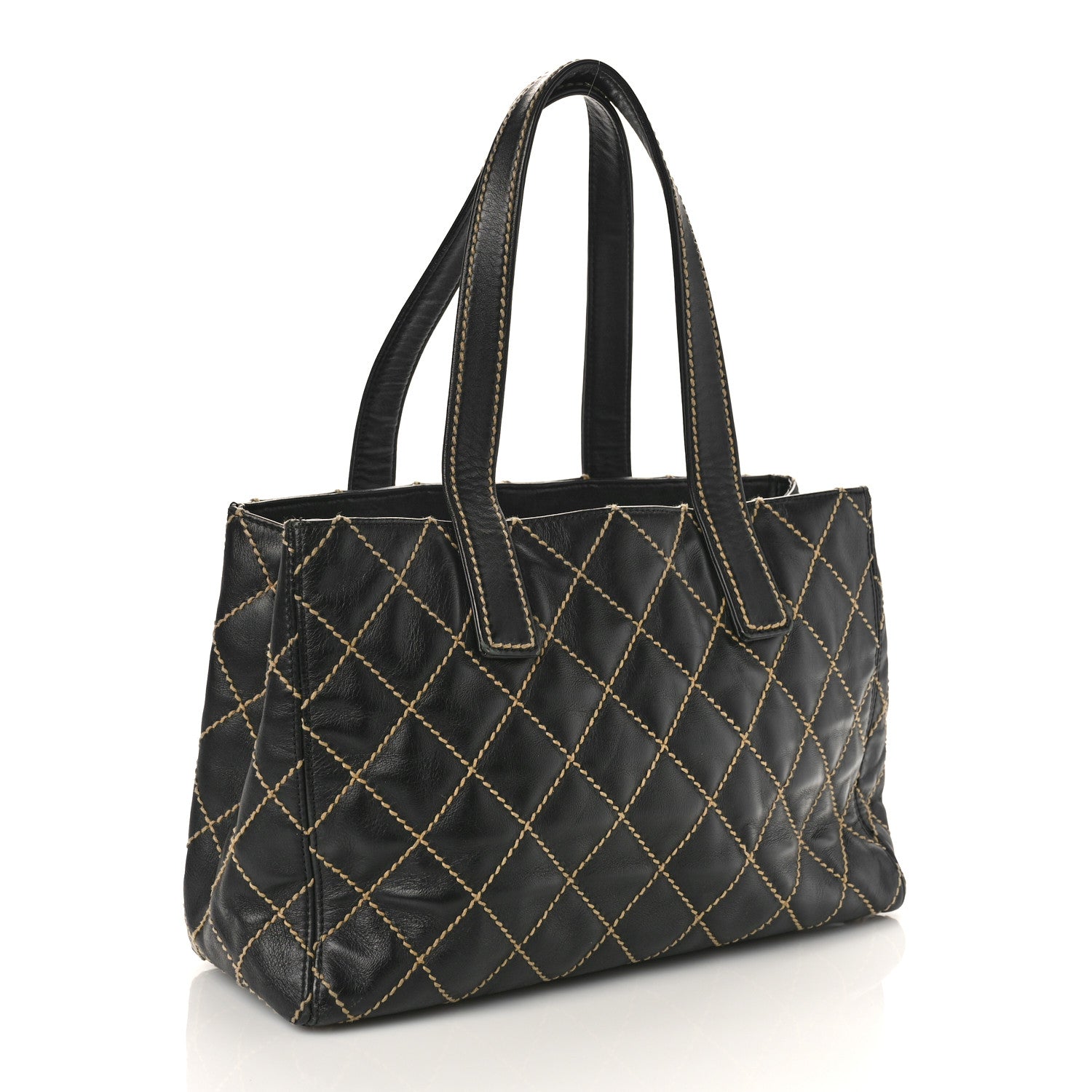 Chanel Calfskin Contrast Stitch Surpique Tote Black 3 of 12