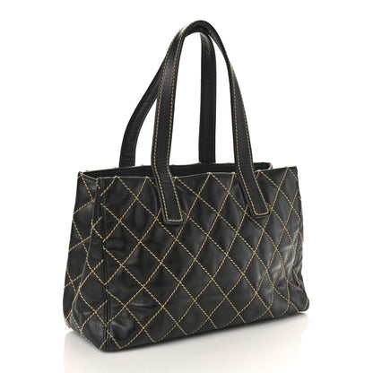 Chanel Calfskin Contrast Stitch Surpique Tote Black 3 of 12