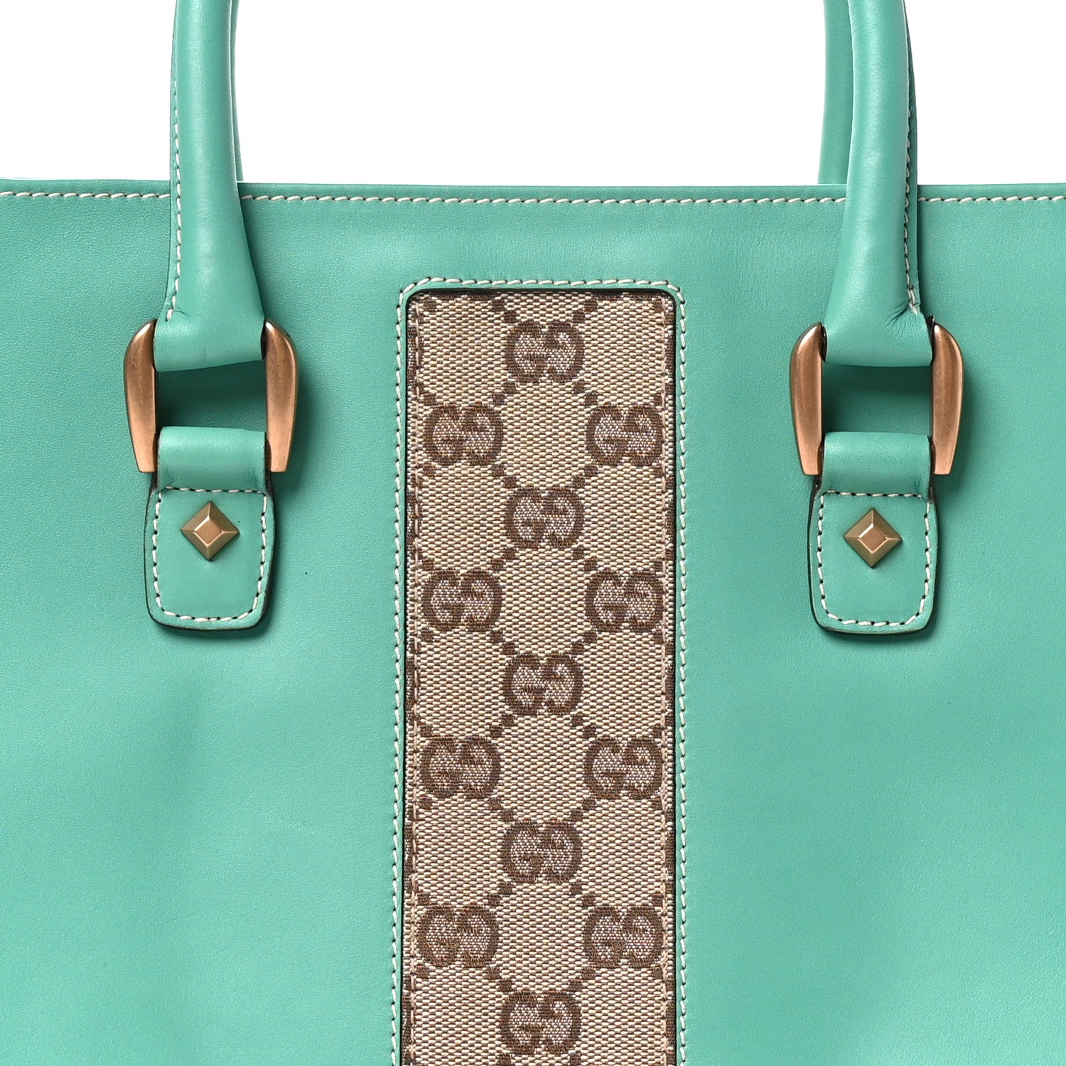 Gucci Calfskin GG Monogram Tote Turquoise 8 of 10