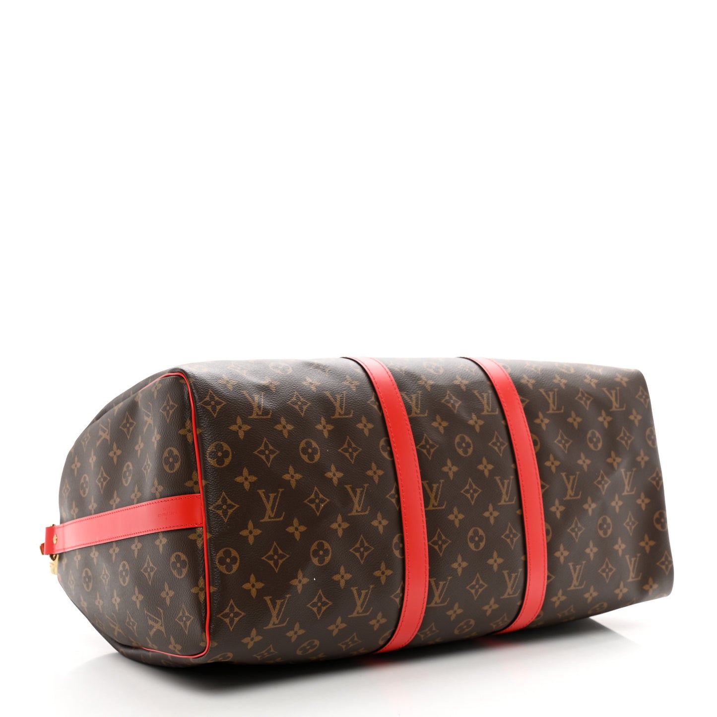 Calfskin Monogram Keepall Bandouliere 50 Coquelicot